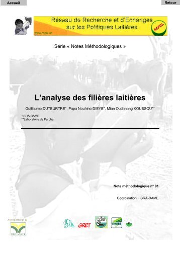 L'analyse des filiÃ¨res laitiÃ¨res - REPOL