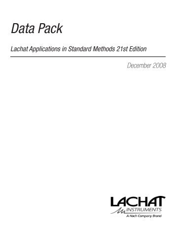 Standard Methods, 21st Edition Data Pack - Lachat Instruments