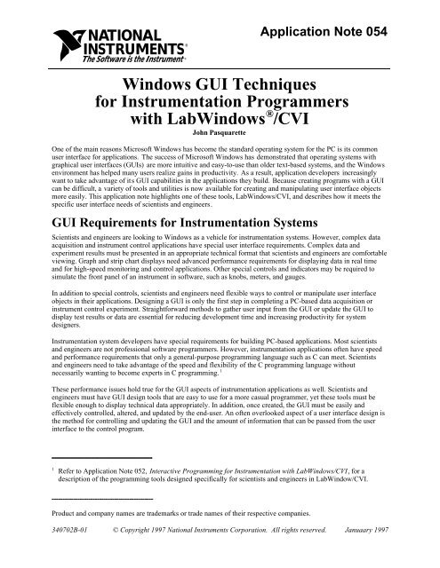 Windows Gui Techniques For Instrumentation Programmers With