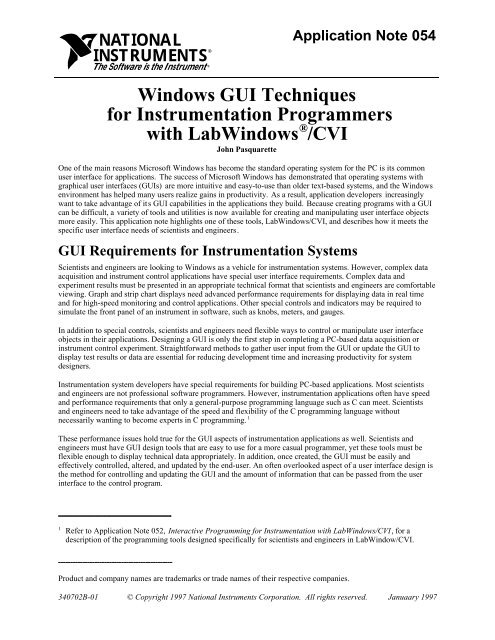 Windows Gui Techniques For Instrumentation Programmers With