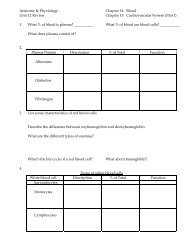 Anatomy & Physiology Chapter 14 Blood Unit 12 Review Chapter 15 ...