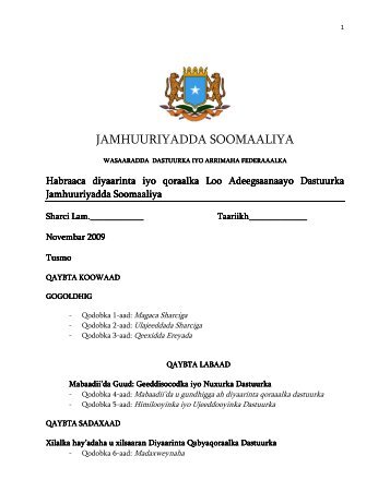 JAMHUURIYADDA SOOMAALIYA - SomaliTalk.com