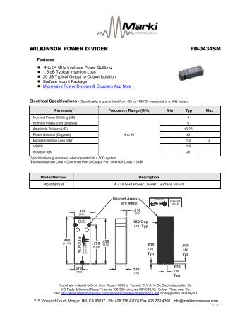 WILKINSON POWER DIVIDER PD-0434SM - Admiral Microwaves Ltd