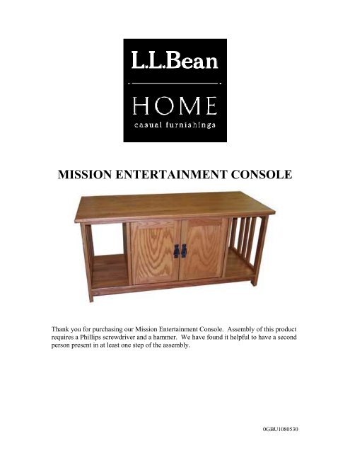 MISSION ENTERTAINMENT CONSOLE - L.L. Bean