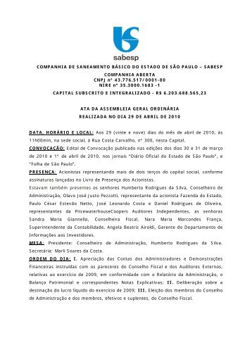 Veja o documento completo (pdf) - Sabesp
