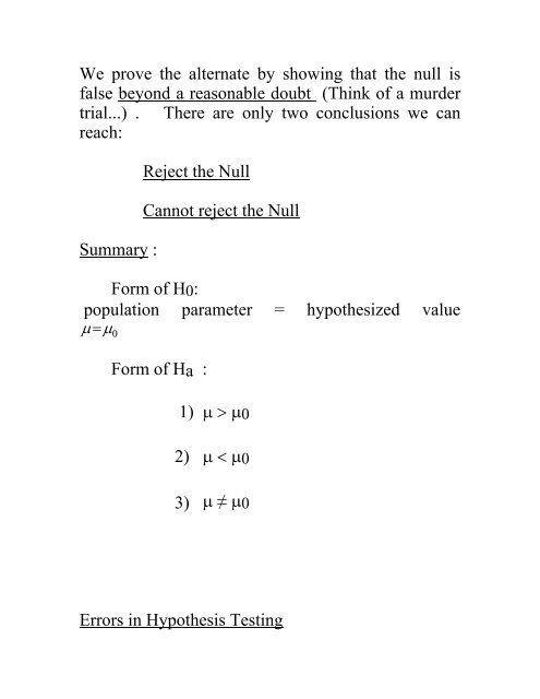 HYPOTHESIS TESTING CHAPTER 8 Section 8.1 - 8.2 - Large ...