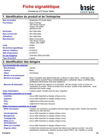 Fiche signalÃ©tique - Basic Coatings