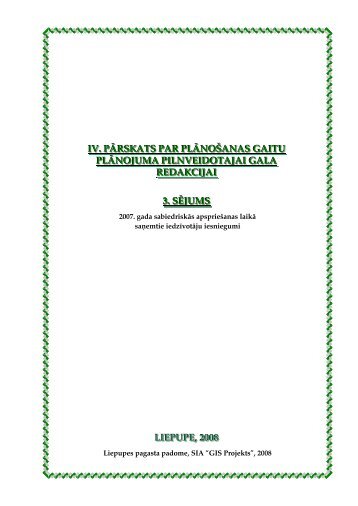 iv. pÄrskats par plÄnoÅ¡anas gaitu plÄnojuma pilnveidotajai gala ...