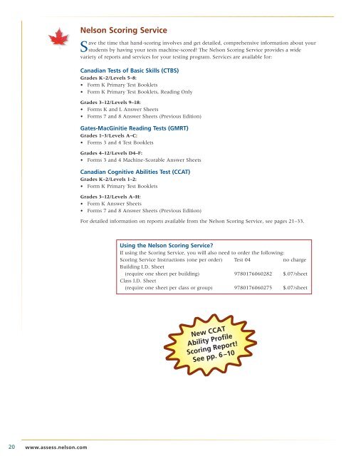 Nelson Scoring Service - Assessment - Nelson Education