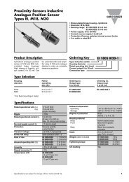 Types EI, M18, M30 Analogue Position Sensor Proximity Sensors ...