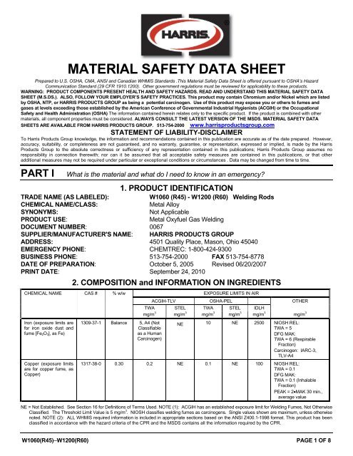 MSDS - The Harris Products Group