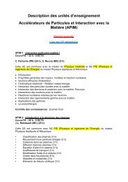 Annexe : description des unitÃ©s d'enseignement