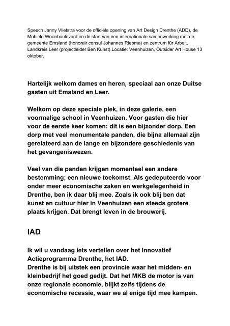 Hartelijk welkom dames en heren, speciaal aan ... - Provincie Drenthe