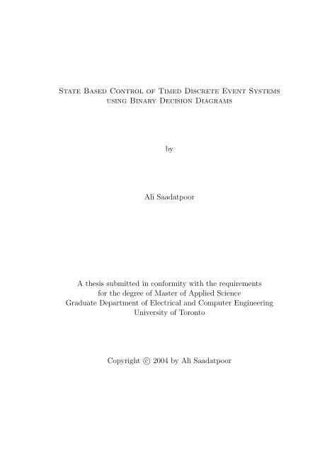 State Based Control of Timed Discrete Event Systems using Binary ...