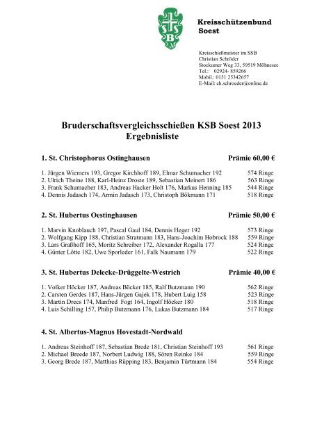 HobbyschÃ¼tzen 2013 - Kreisschuetzenbund Soest