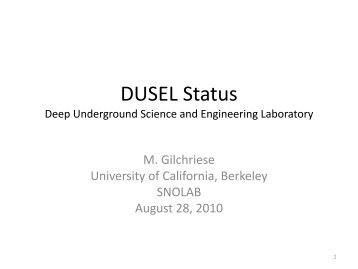 DUSEL Status Deep Underground Science and ... - snolab