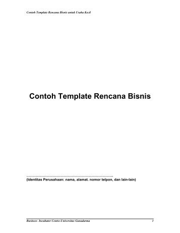 Contoh Template Rencana Bisnis - Universitas Gunadarma