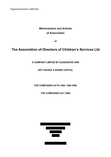 The ADCS Ltd Memorandum and Articles of Association