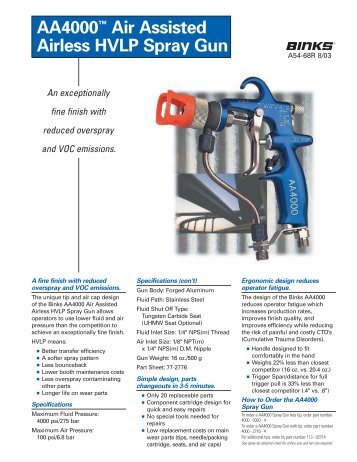 AA4000â¢ Air Assisted Airless HVLP Spray Gun - CH Reed Inc.