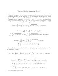 Vector Calculus Summary [Draft]1 - Michael Sullivan
