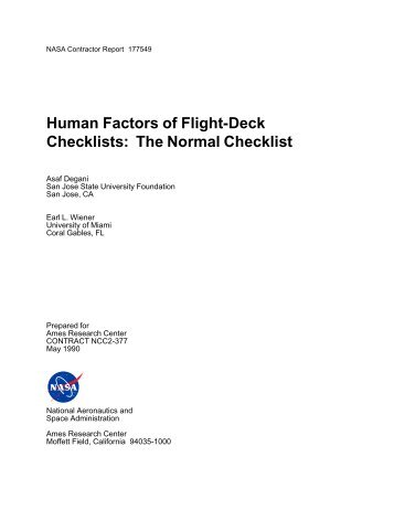 Human Factors of Flight-Deck Checklists: The Normal ... - NASA