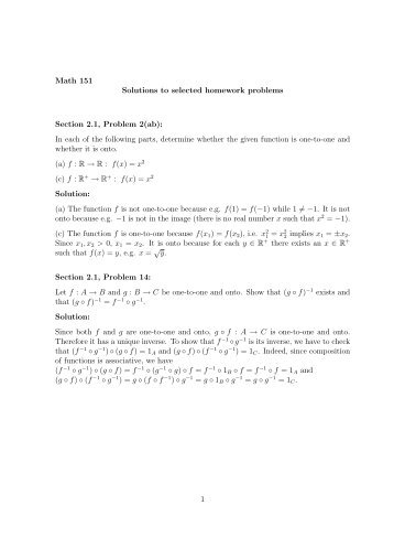 Math 151 Solutions to selected homework problems Section 2.1 ...