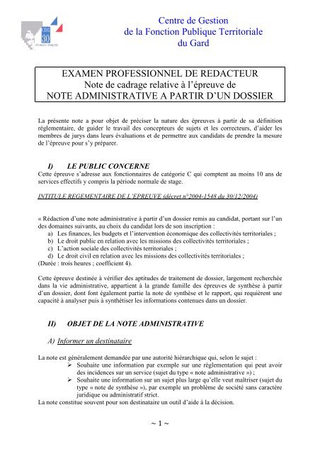 Note administrative - EP R cadrage - CDG Gard