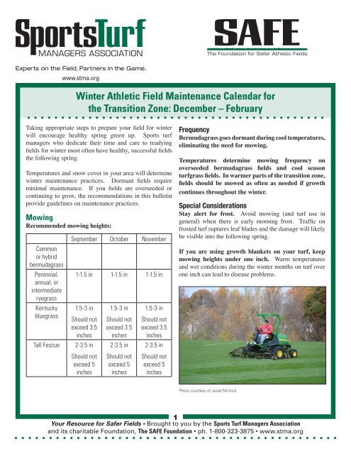 Winter Athletic Field Maintenance Calendar for the ... - STMA