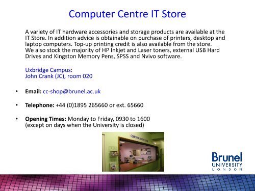 Brunel University Computer Centre - Connect Portal - Brunel ...