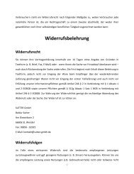 Widerrufsbelehrung Widerrufsrecht - Sutter GmbH