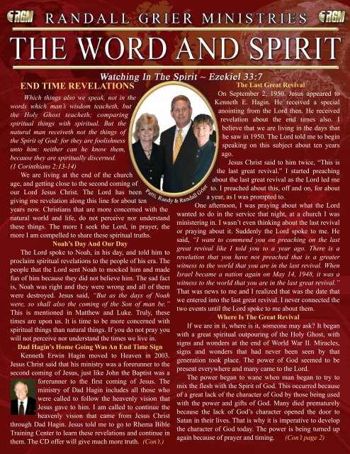 March 2010 Newsletter - Randall Grier Ministries