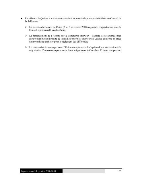 Rapport annuel de gestion 2008-2009 du ... - Conseil exÃ©cutif
