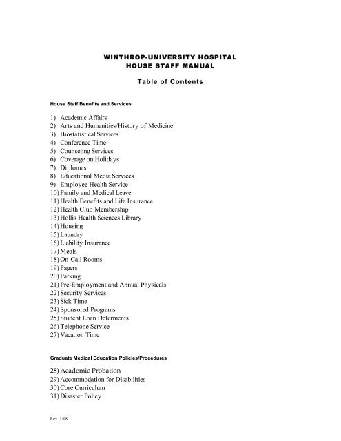 House Staff Manual - Winthrop University Hospital