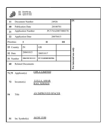 statistices to inpadoc 2011 a