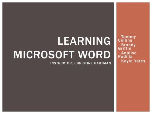 Learning Microsoft Word Instructor - Faculty Web Pages - NWACC