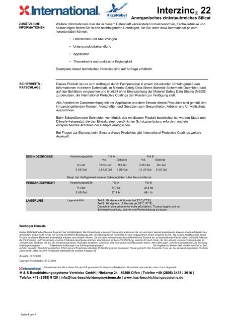 Interzinc® 22 - H & S Beschichtungssysteme