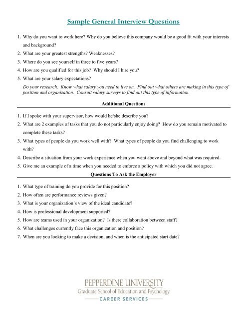 Sample General Interview Questions