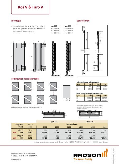 Kos V & Faro V NOUVEAU ! Radiateur Kos/Faro en largeur de 300 mm