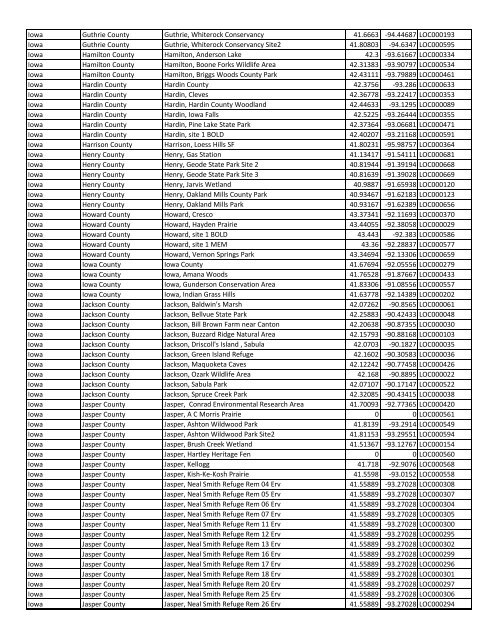 State County Location Name Latitude Longitude ... - Insects of Iowa