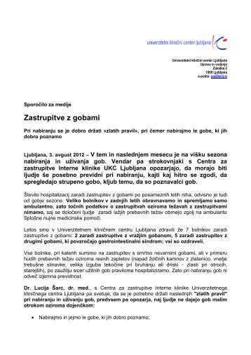 Zastrupitve z gobami - Univerzitetni Klinični Center Ljubljana