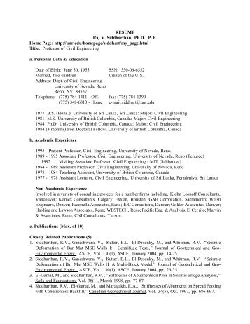 RESUME Raj V. Siddharthan, Ph.d., PE Home - Curee