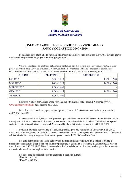 bollettini mensa scolastica scaricare