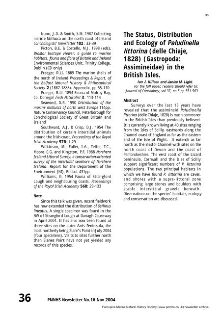 Porcupine Newsletter - No. 16 November 2004 - Porcupine Marine ...