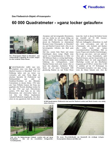 60 000 Quadratmeter - »ganz locker gelaufen - FlexaBoden GmbH