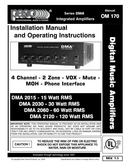 Digital Music Amplifiers - Paso Sound Products
