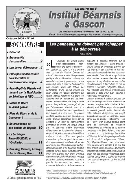 Mise en page 1 - Institut Béarnais Gascon
