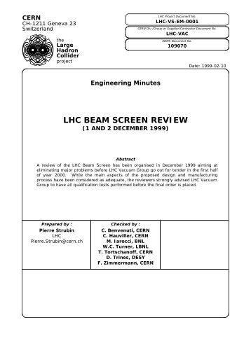 LHC Beam Screen Review - AT VAC - CERN