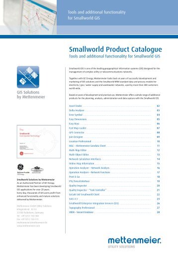 Smallworld Product Catalogue - Mettenmeier GmbH