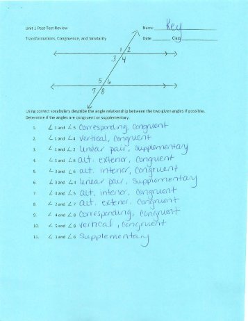 Unit 1 Post Test Study guide answers - Cobb Learning