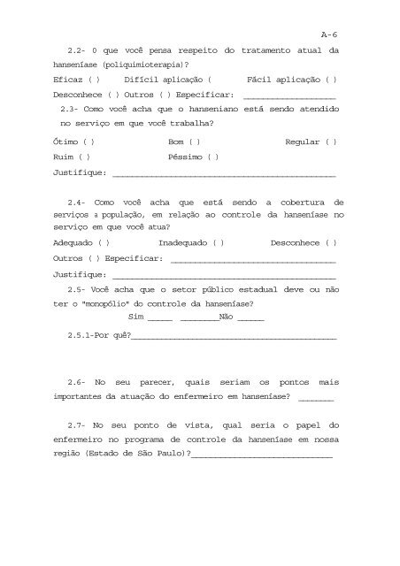 A-1 ANEXO 1 - QUESTIONÃRIO PARA OS DOCENTES A ...